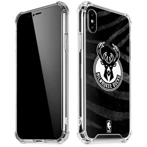 NBA Milwaukee Bucks Animal Print Black iPhone XS Max Clear Case